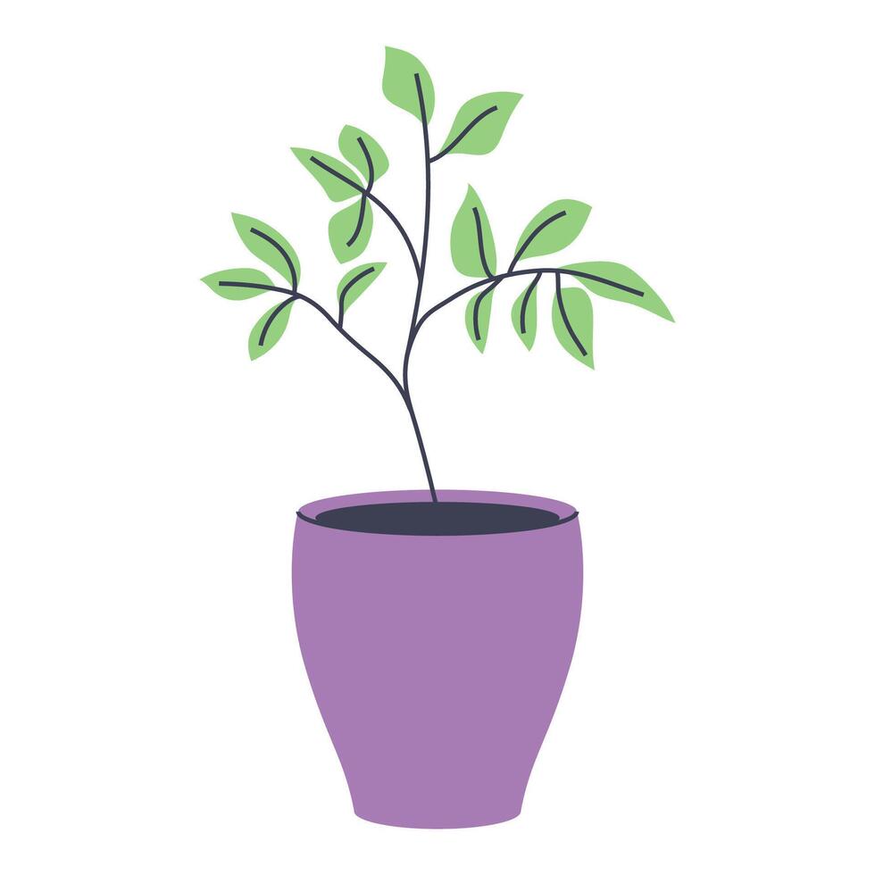 Simple illustration of a plant in a pot. Perfect for minimalist and botanical designs. vector
