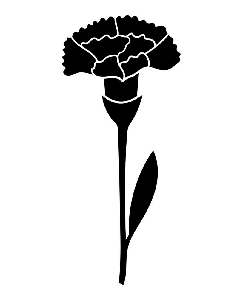 Silhouette of carnation flower isolated on white background vector