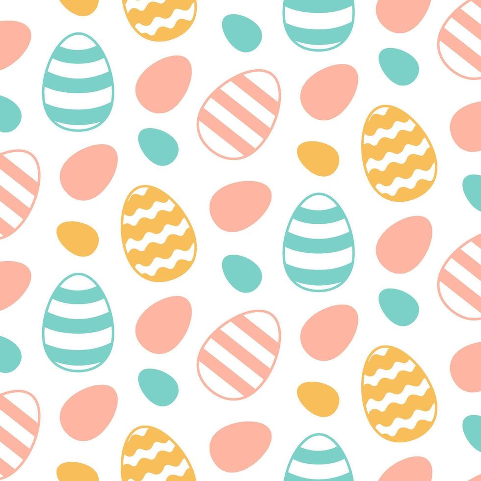 Cute Easter eggs in pink, blue and yellow seamless pattern vector
