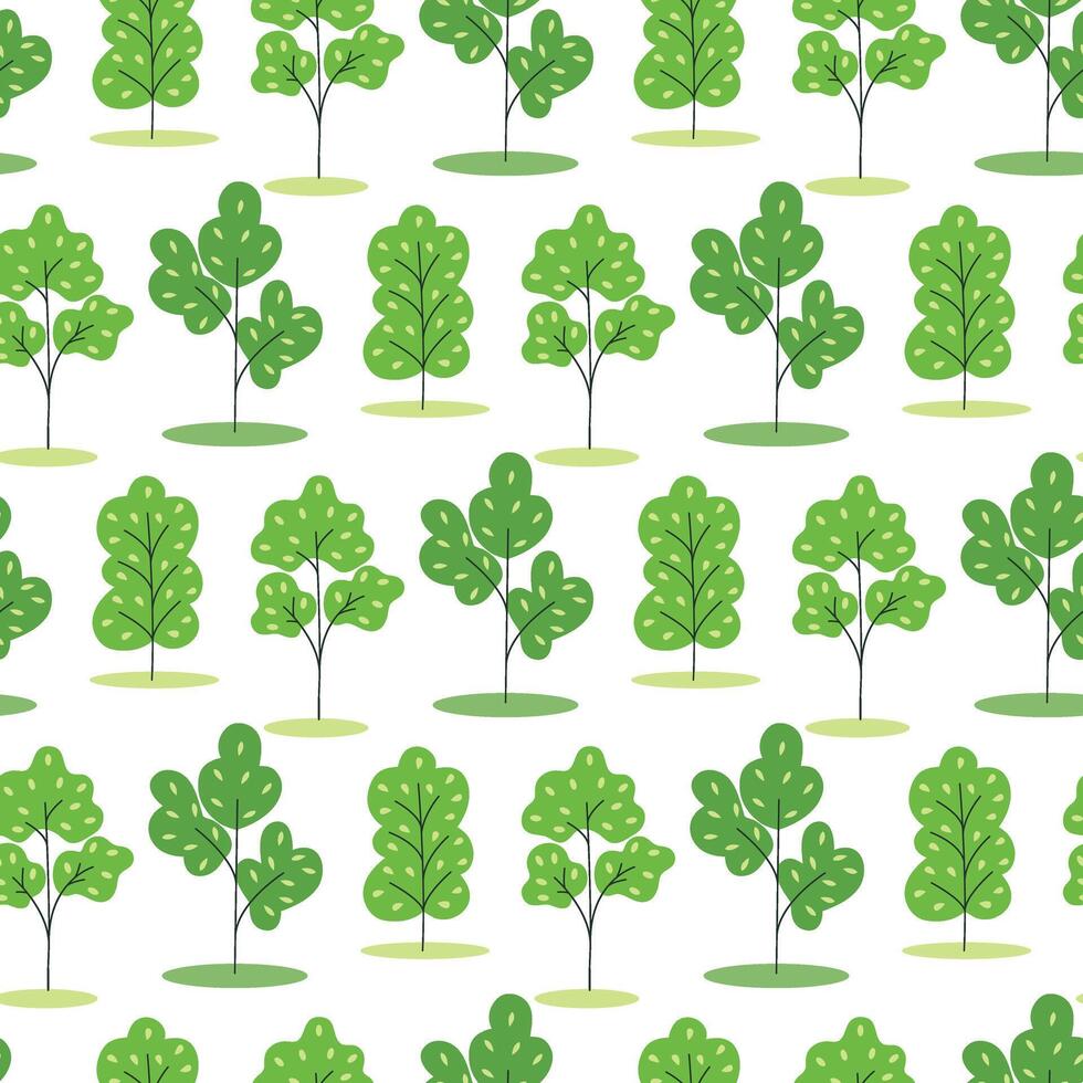 Young trees with green lush crown background vector