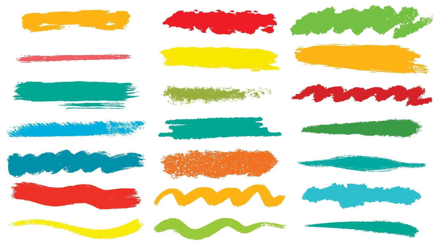 Colorful bright textured brush strokes vector