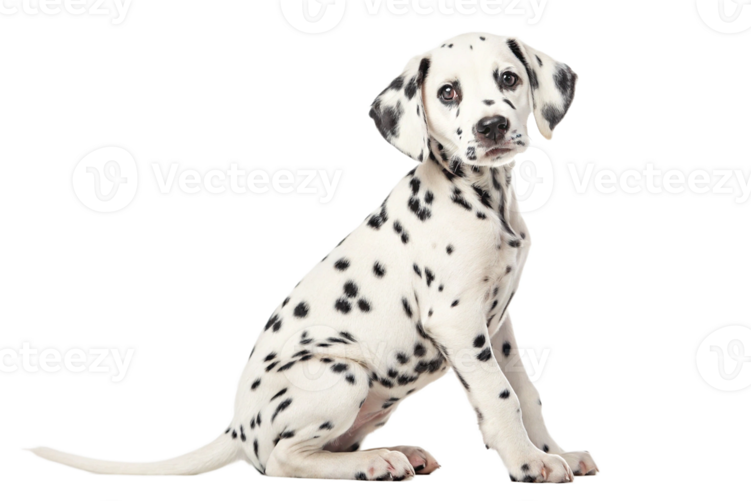 Dalmatian puppy sitting looking at the camera isolated -generated by ai png