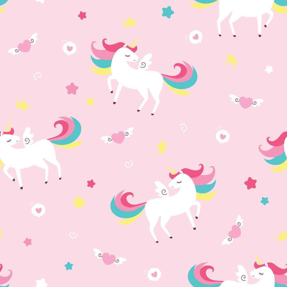 Cute pink Unicorn seamless pattern vector