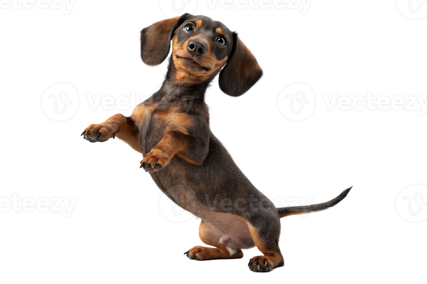 Adorable dachshund dog stands on its hind legs Isolated - generated by ai png