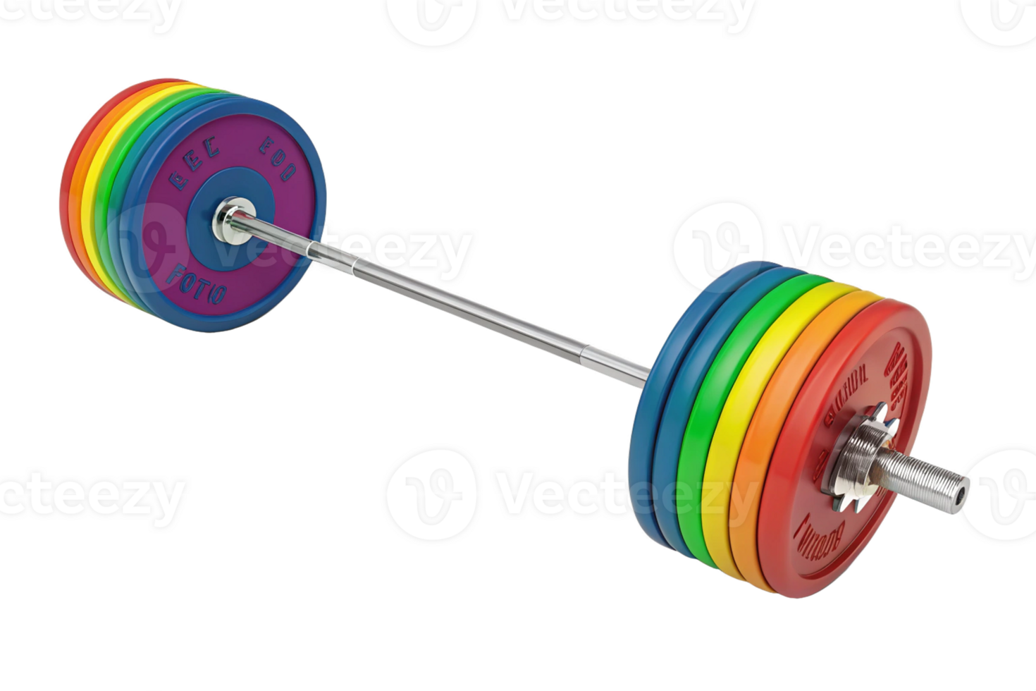 Rainbow colored weights barbell celebrating diversity and inclusion in fitness, isolated - generated by ai png