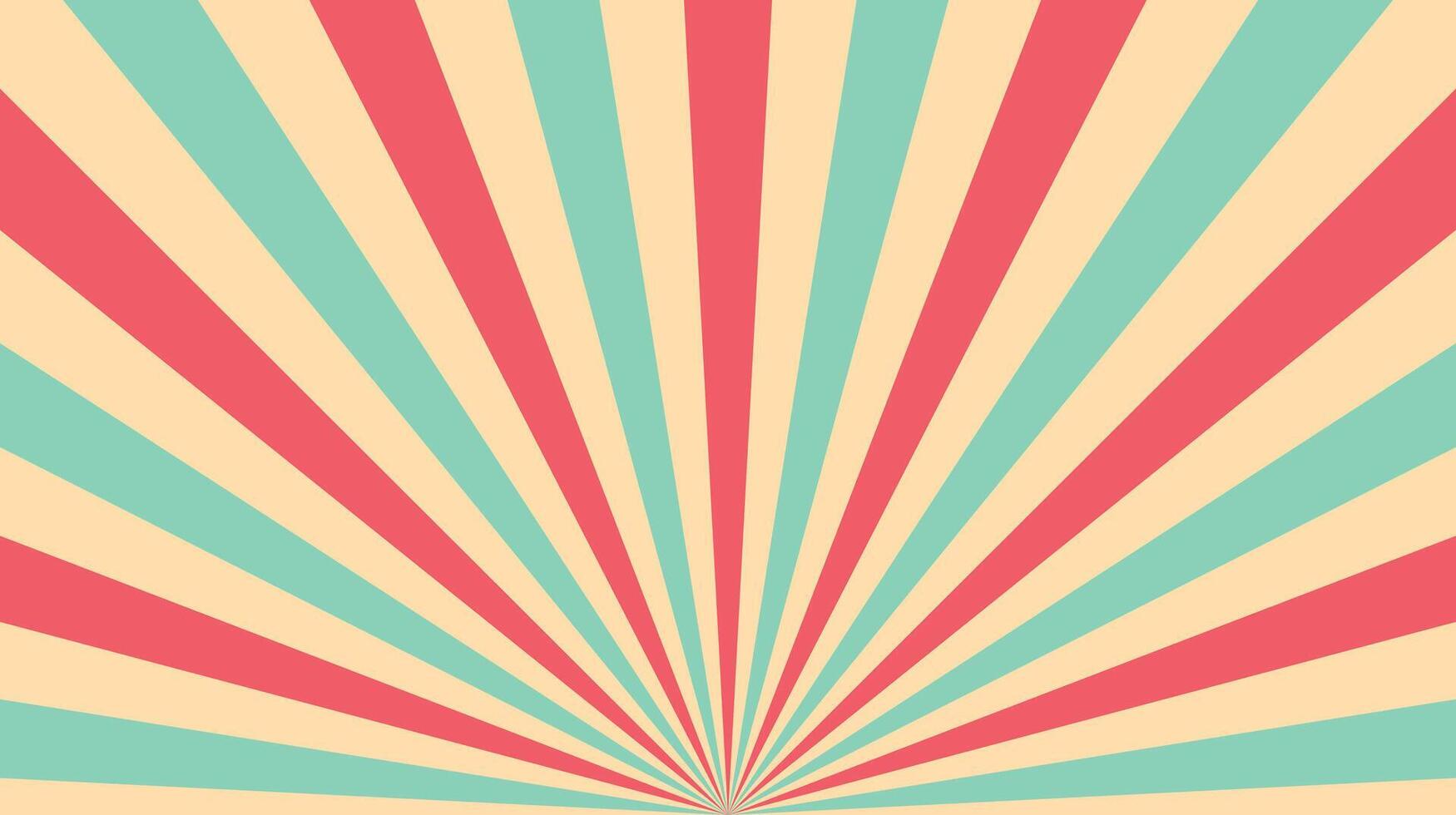 Sunray circus-inspired retro background with a radial vintage burst. Sunburst pattern featuring striped beams and starburst lines. Old poster-style illustratio vector