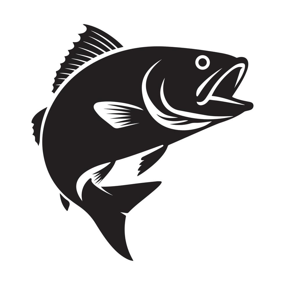 Powerful Black Silhouette of a Leaping Fish vector