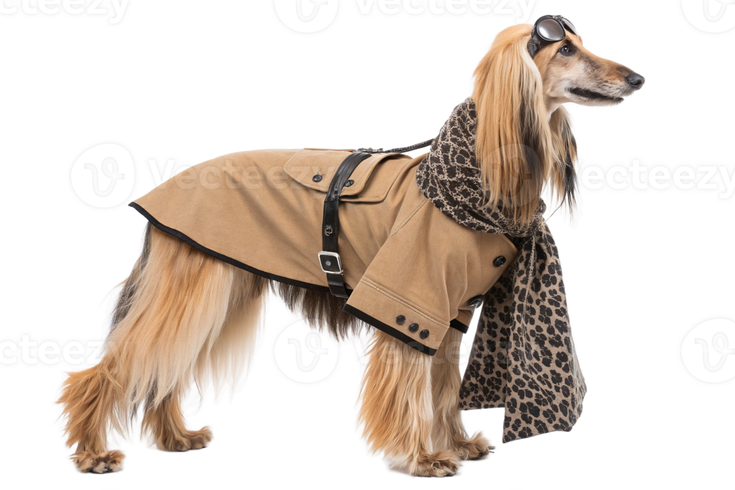 Afghan Hound in a stylish fashion clothes style isolated-generated by ai png
