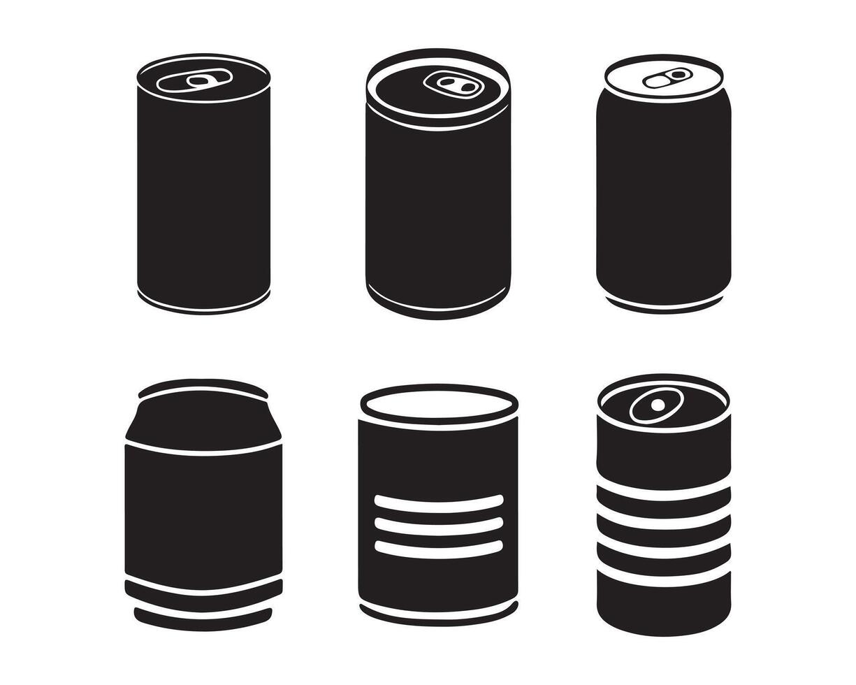 Collection of Silhouettes of Cans and Food Containers vector