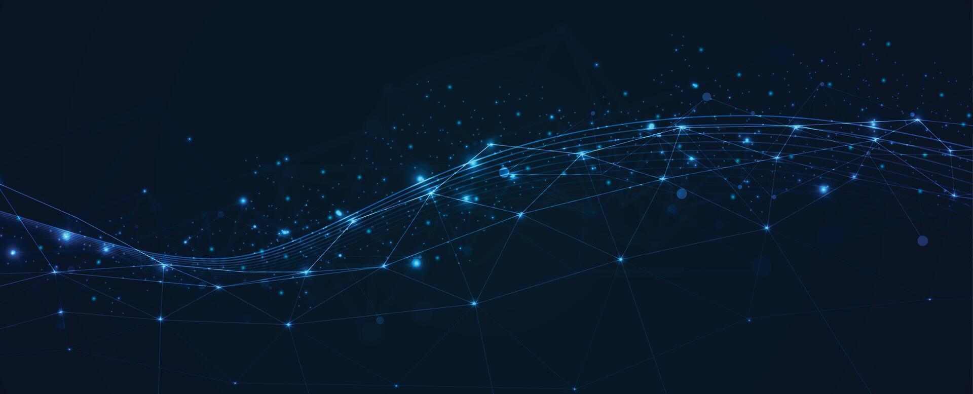 abstract blue background with connected lines and dots vector