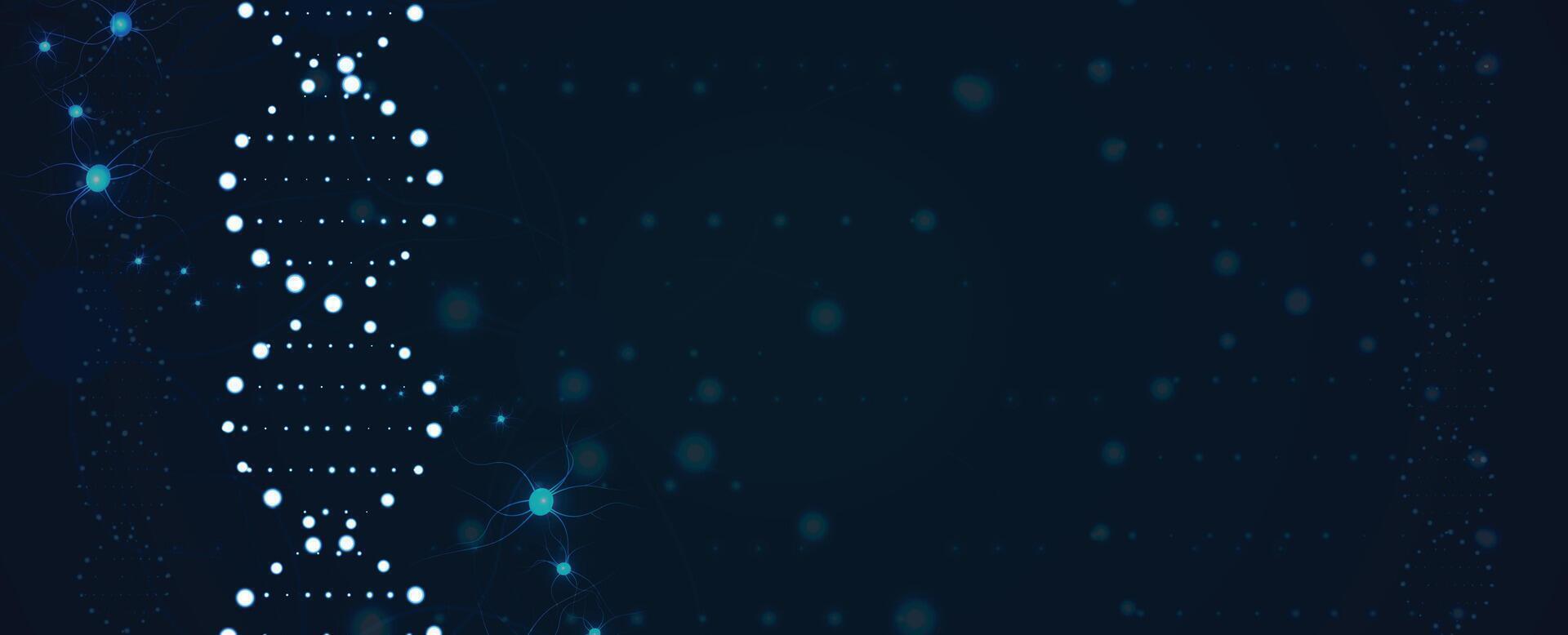 dna molecule on dark background with dots vector