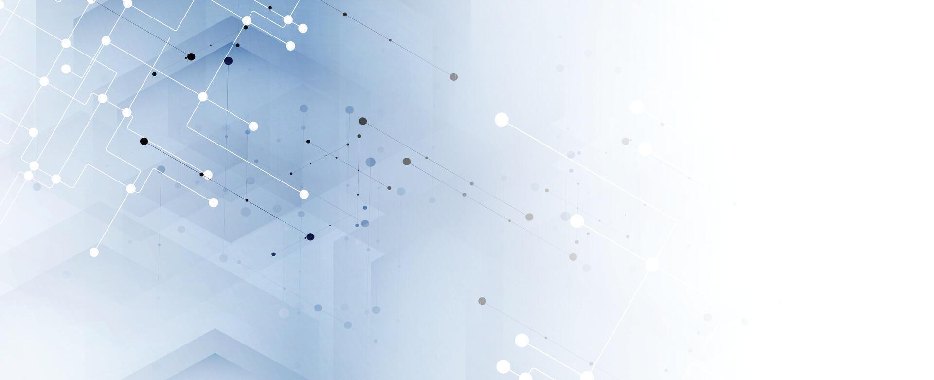 abstract blue hexagon technology background with lines and dots vector