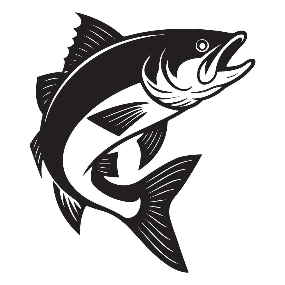 Powerful Jumping Fish Silhouette Graphic vector