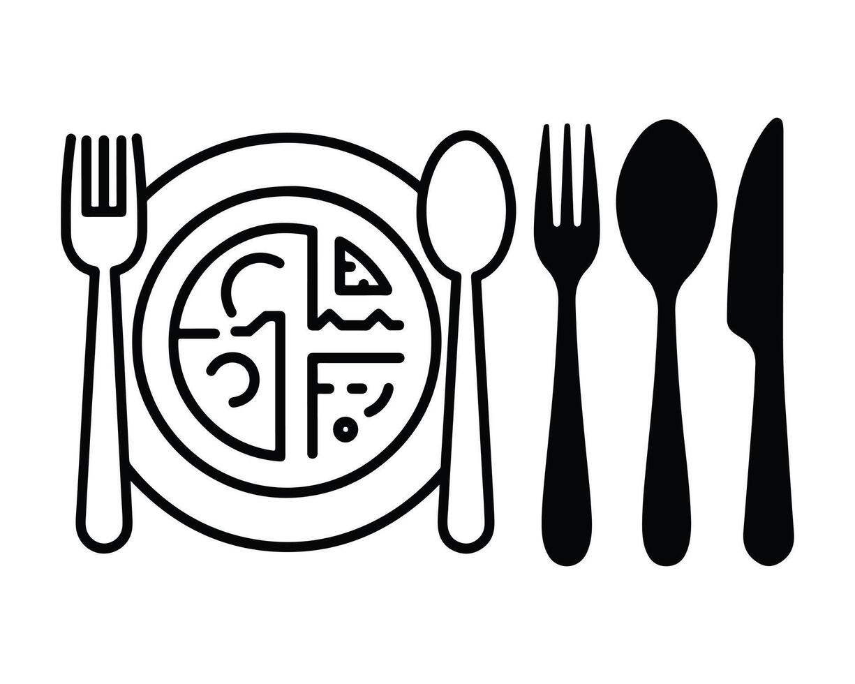 Healthy Meal with Utensils Illustration vector
