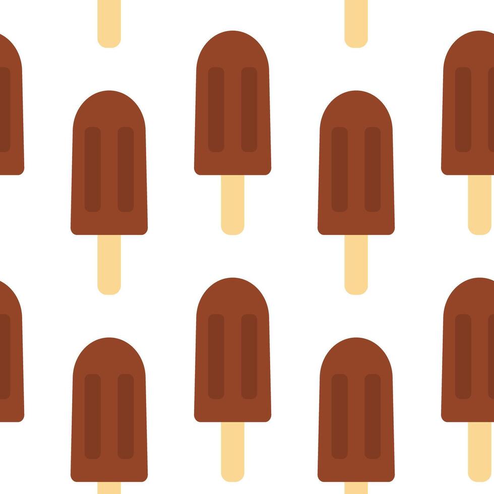 Chocolate Ice Cream on wooden stick Seamless pattern World Ice Cream Day Background Texture. Isolated illustration Wallpaper, wrapping Thematic cards, print materials or web promo banners vector