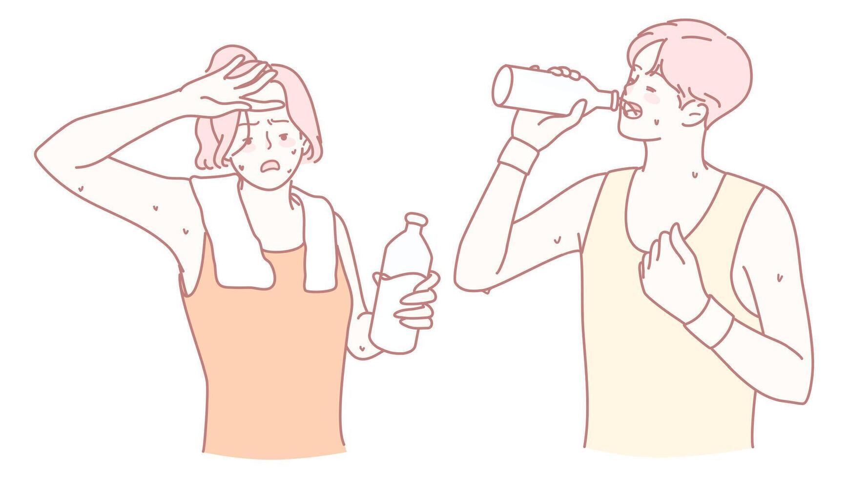 This illustration shows elements related to fitness hydration and exercise routines vector