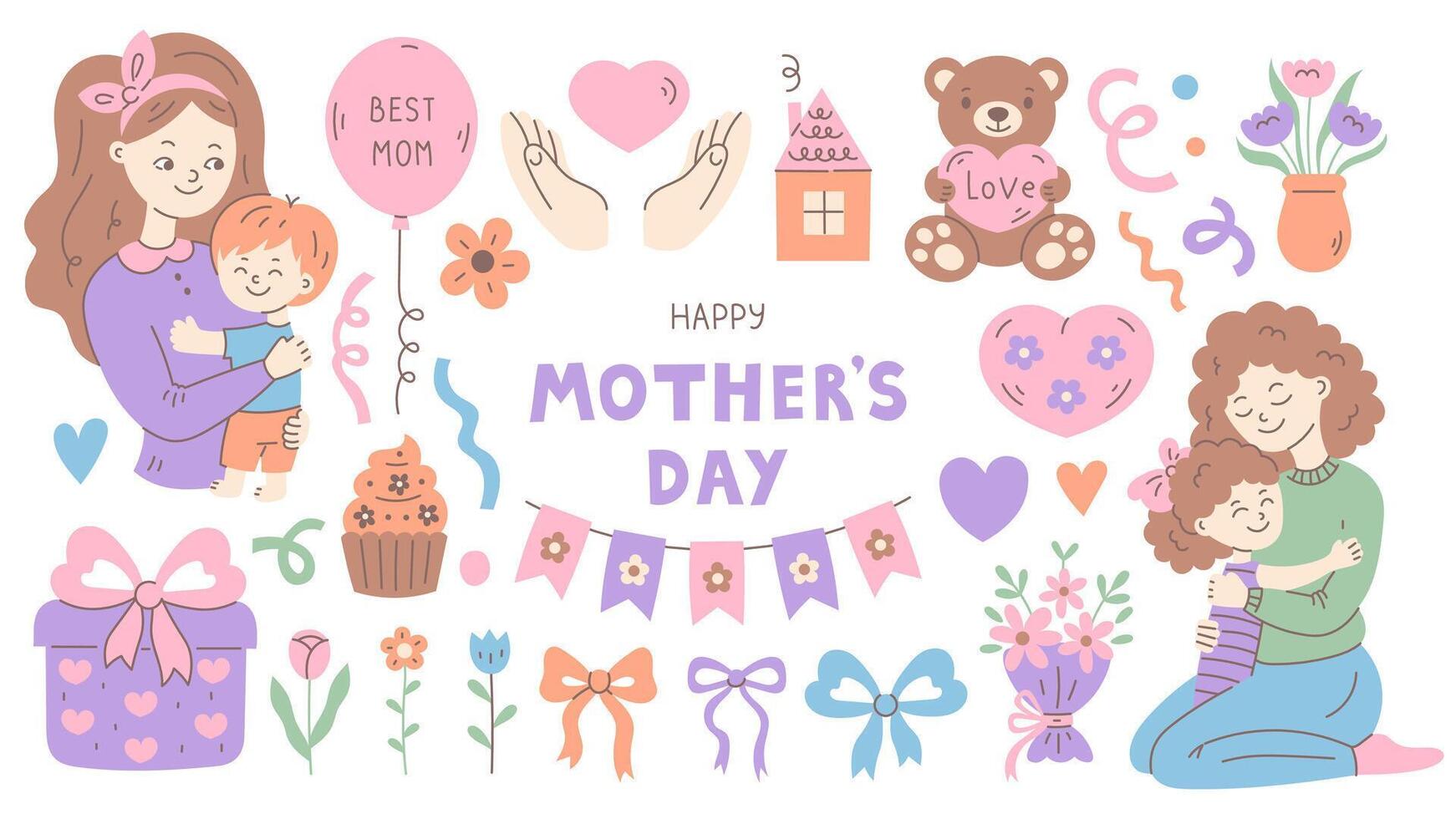 Mothers Day Elements Set vector
