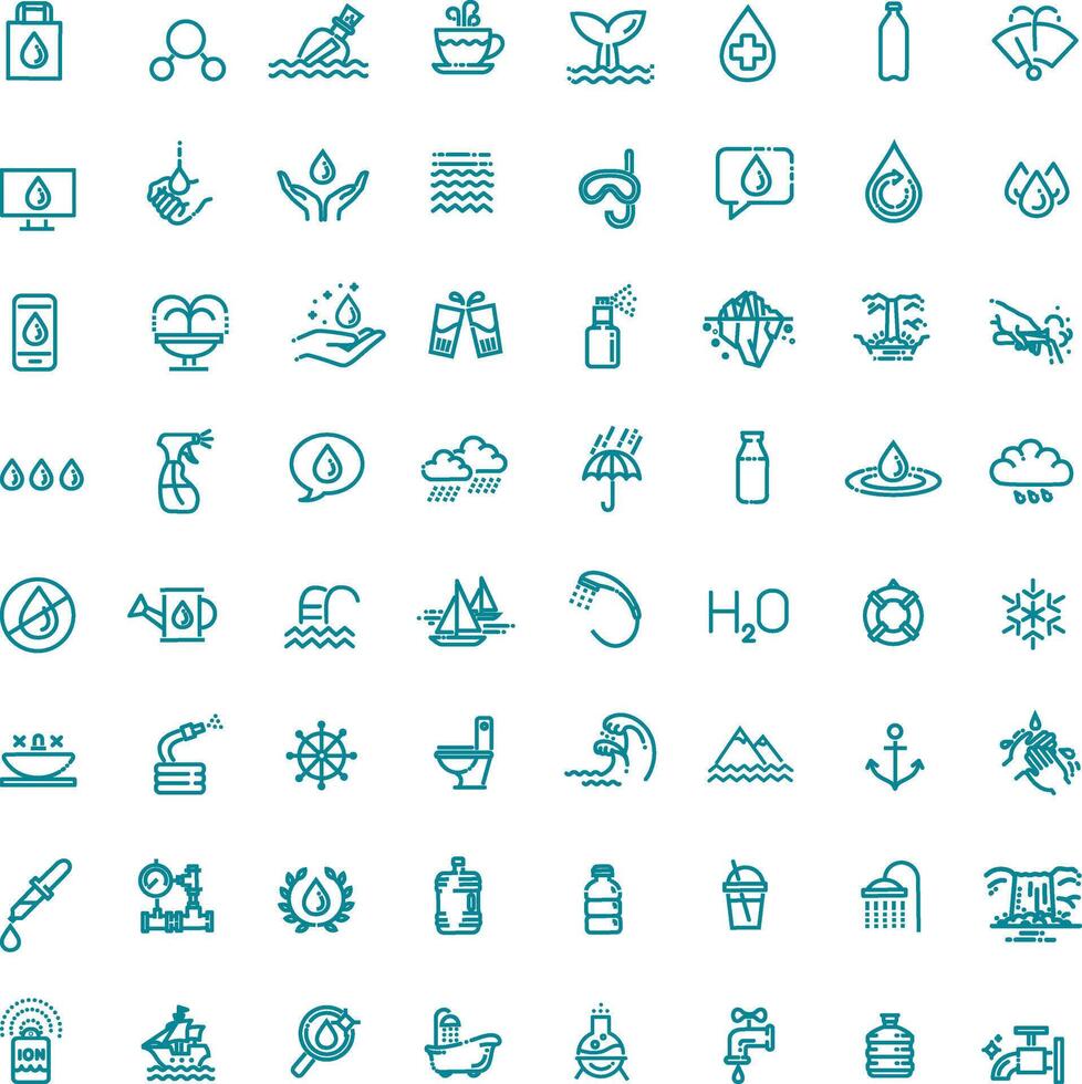Water icon set in thin line style vector