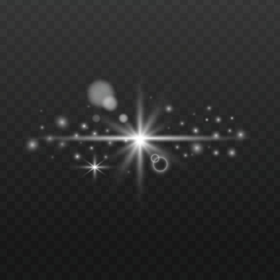 Bright White Light Burst with Sparkles Glowing Star Flash Effect for Design vector