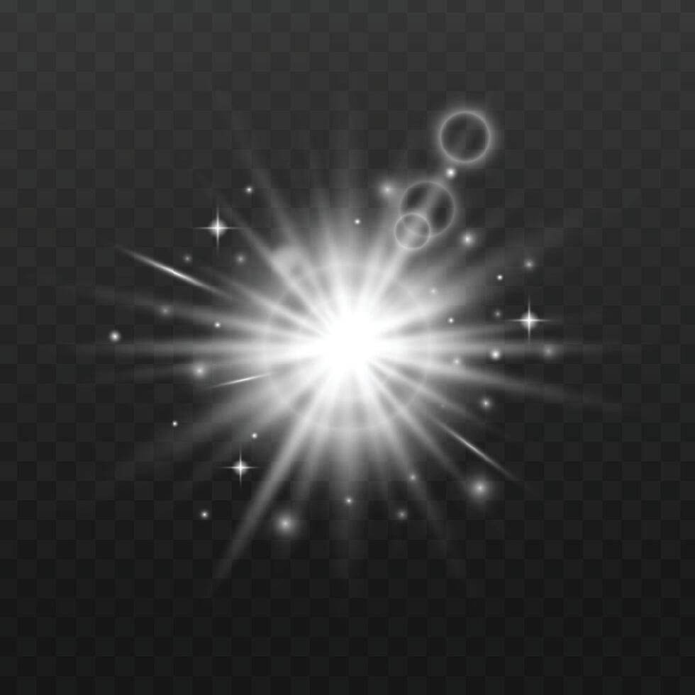 Shining star isolated on black background. Star flared with glitter. Glow effect. vector