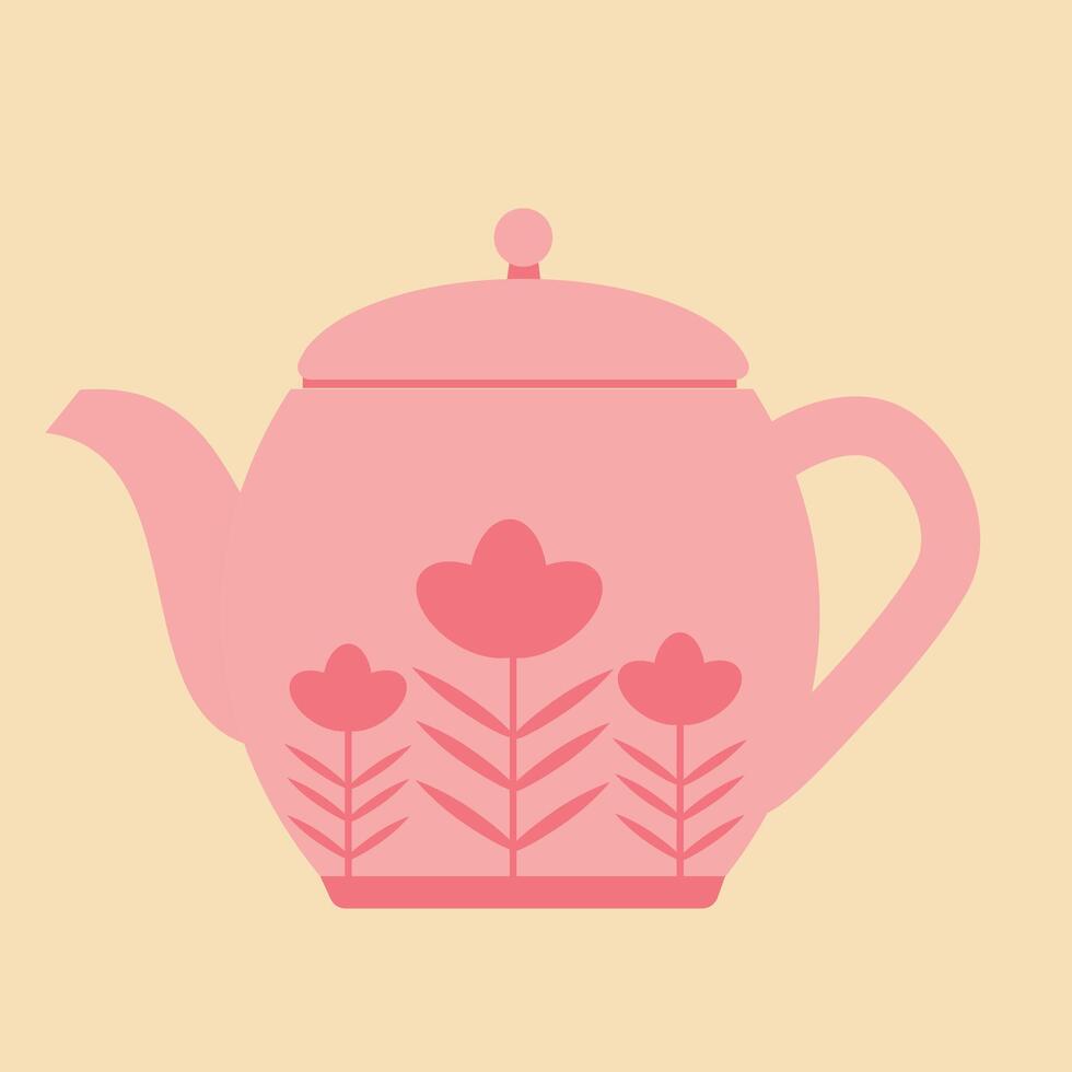 teapot with flowers vector