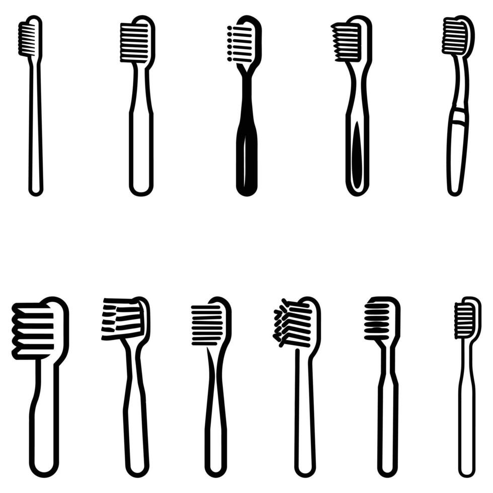 An Assortment of Toothbrush Icons vector