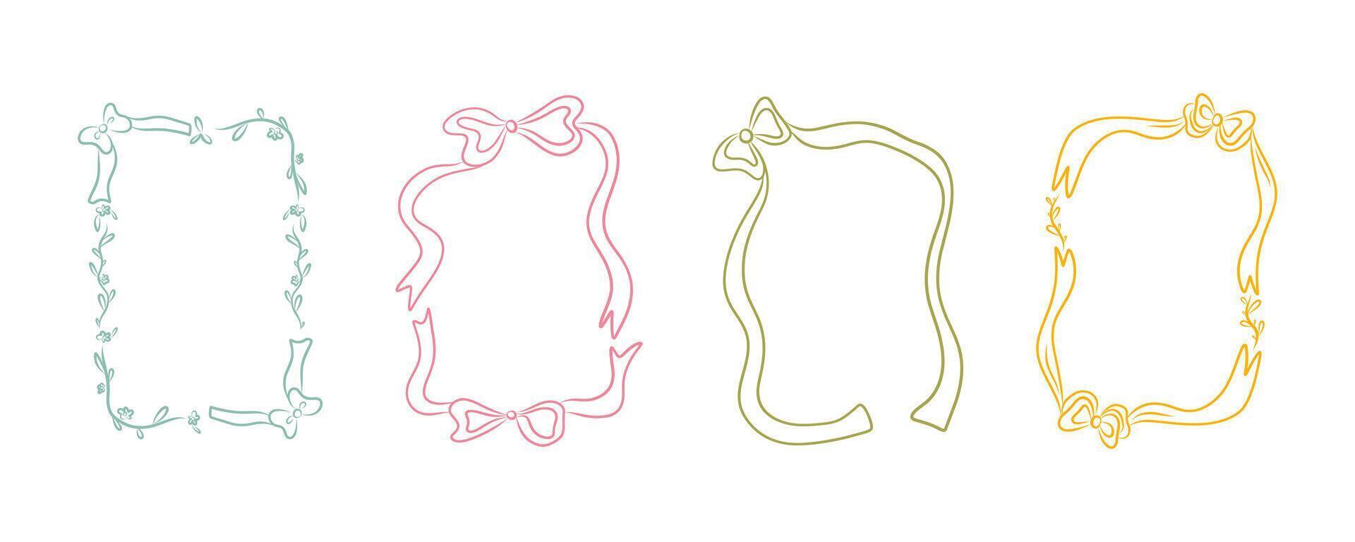 Art Deco frames minimalist collection. Modern minimal style illustrations. Elegant luxury borders and frames, templates design hand drawn lines and timeless doodle . vector