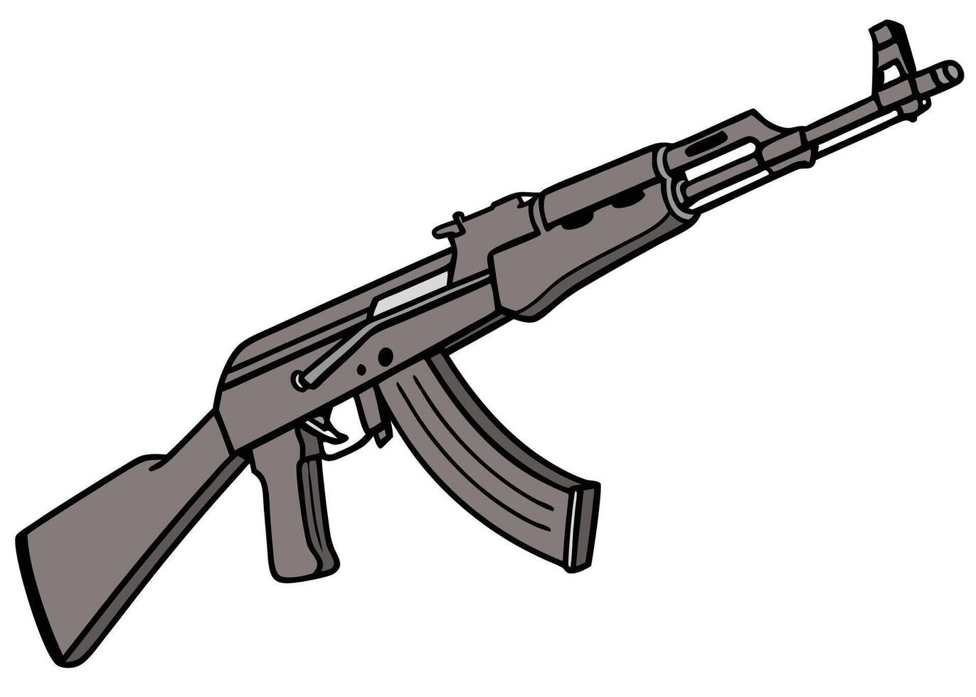 Detailed AK-47 Assault Rifle Side View Illustration vector