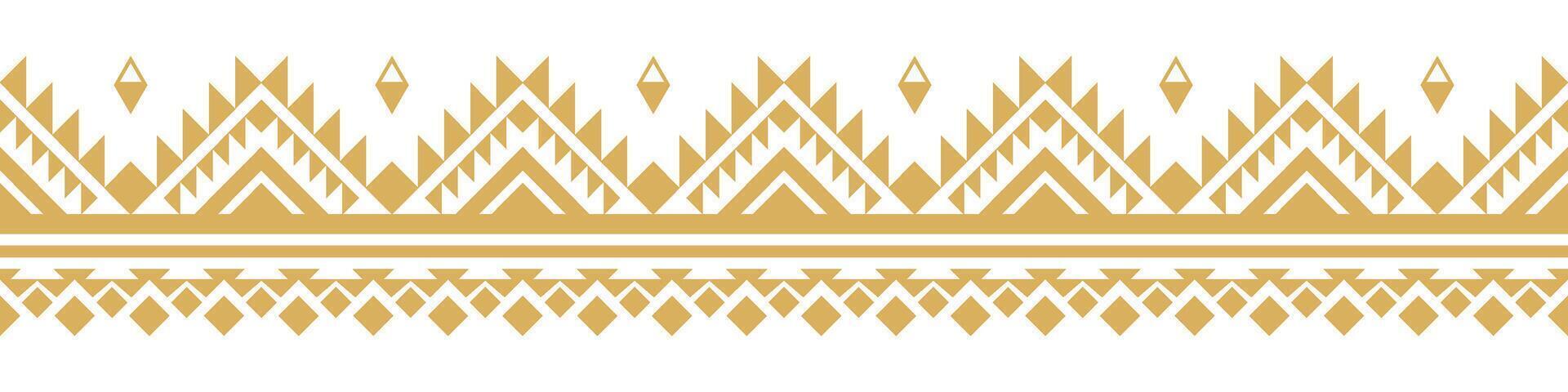 Ethnic Gold Border with Seamless Geometric Pattern for Carpet and Rug Design. vector