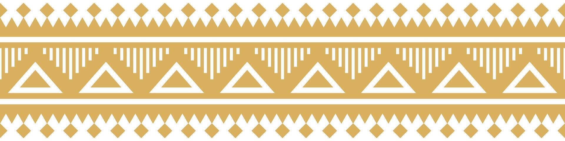 Classic Gold Ethnic Border and Geometric Aztec Pattern for Nordic and Oriental Design. vector