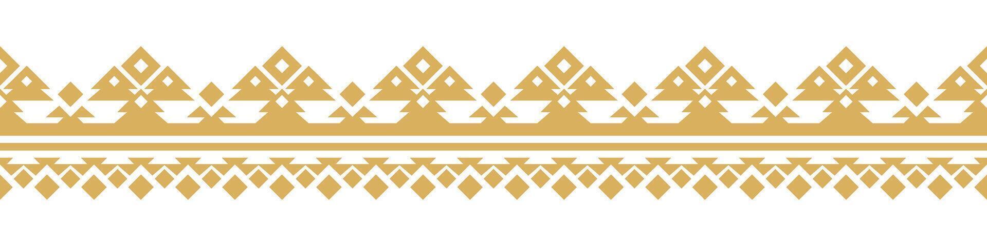 Seamless Gold Ethnic Border and Geometric Pattern for Decorative Art. vector