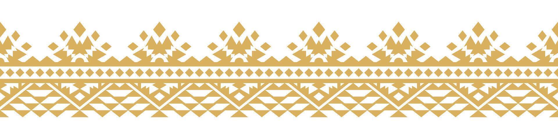 Ethnic Gold Border with Tribal Geometric Pattern for Fabric and Wrapping. vector