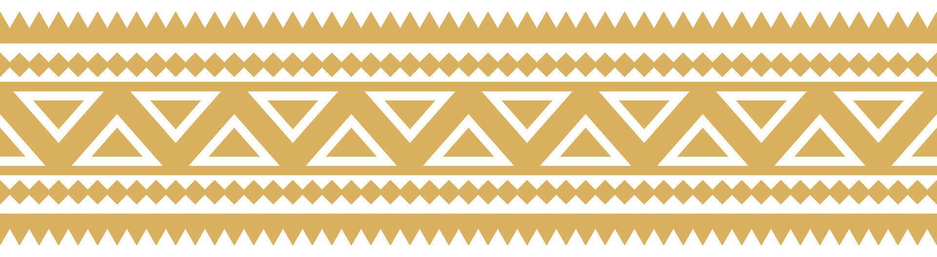 Abstract Gold Ethnic Border with Geometric Aztec Pattern for Clothing Design. vector