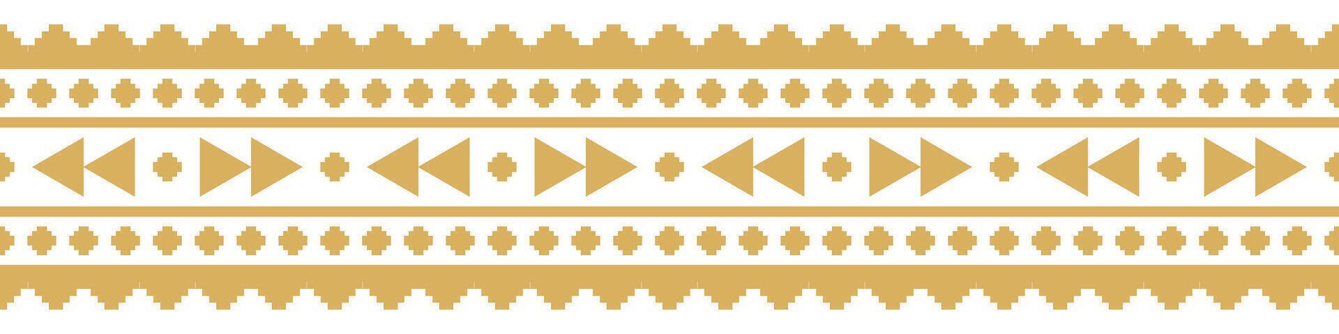 Decorative Gold Ethnic Border and Geometric Tribal Pattern for Print Design. vector