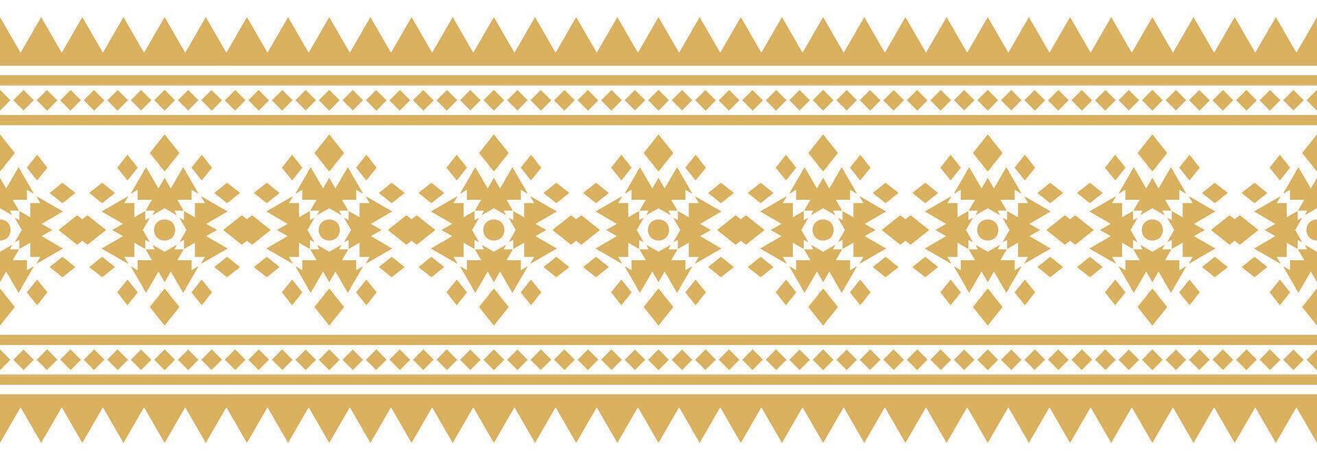 Gold Ethnic Border and Geometric Tribal Pattern for Carpet and Rug Design. vector