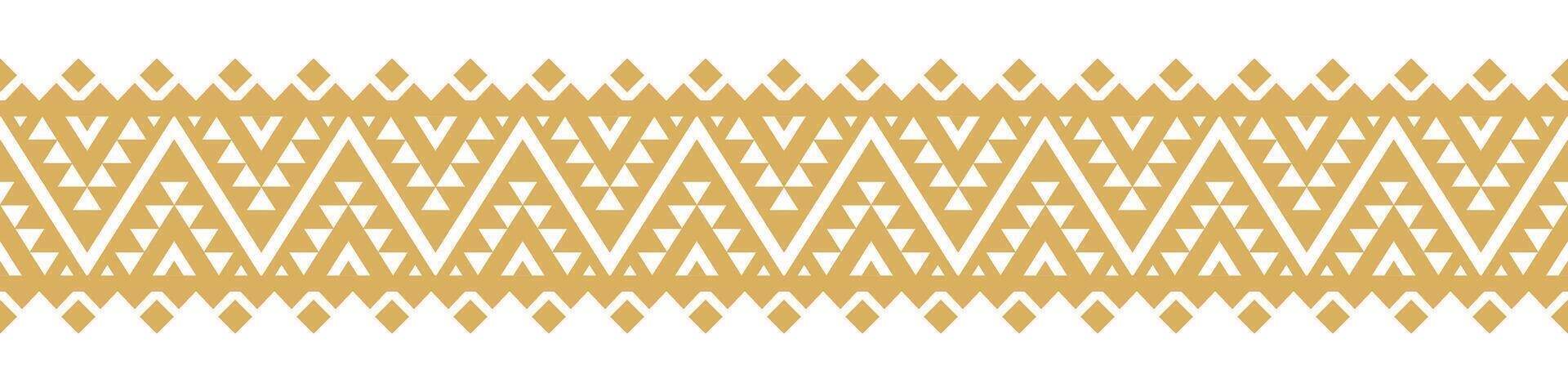 Decorative Gold Ethnic Border with Geometric Aztec Pattern for Art. vector