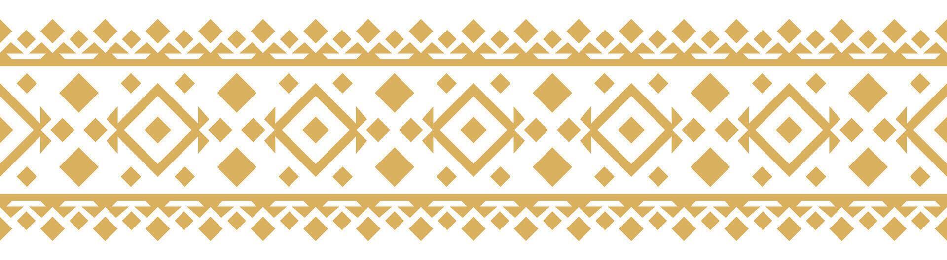 Stylish Gold Ethnic Border with Seamless Geometric Pattern for Boho Art. vector