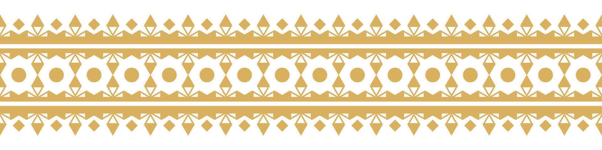 Gold Ethnic Border and Seamless Geometric Pattern for Peruvian Textile. vector