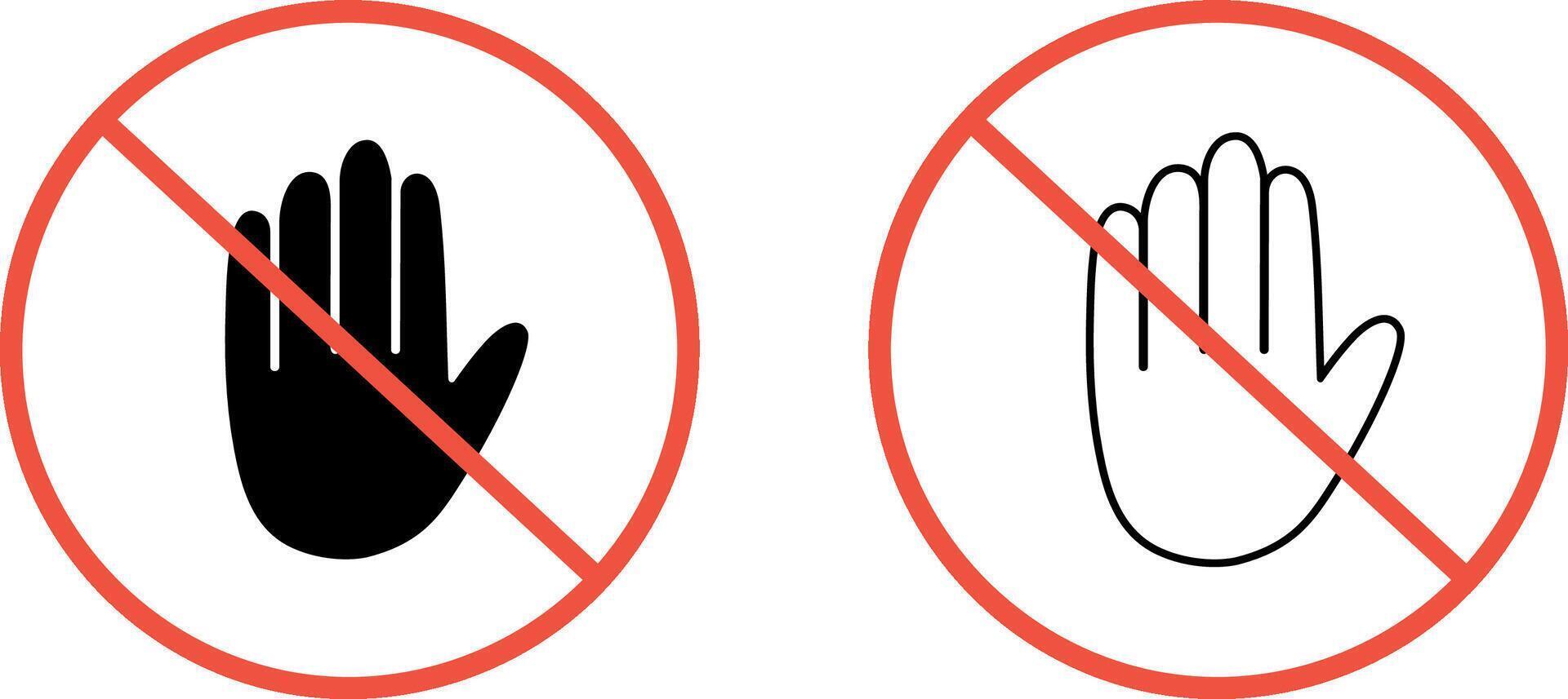 Stop hand sign, icon set, EPS10 vector