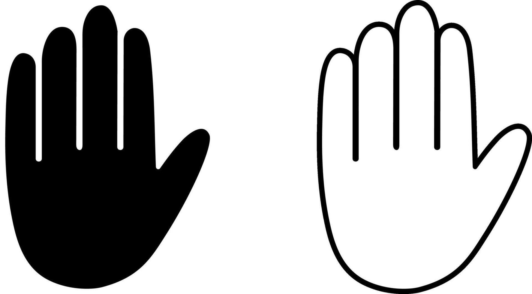 Hand line icon, stop sign set vector