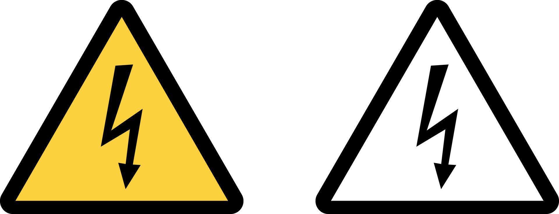 High voltage sign, warning sign, electrical icon vector