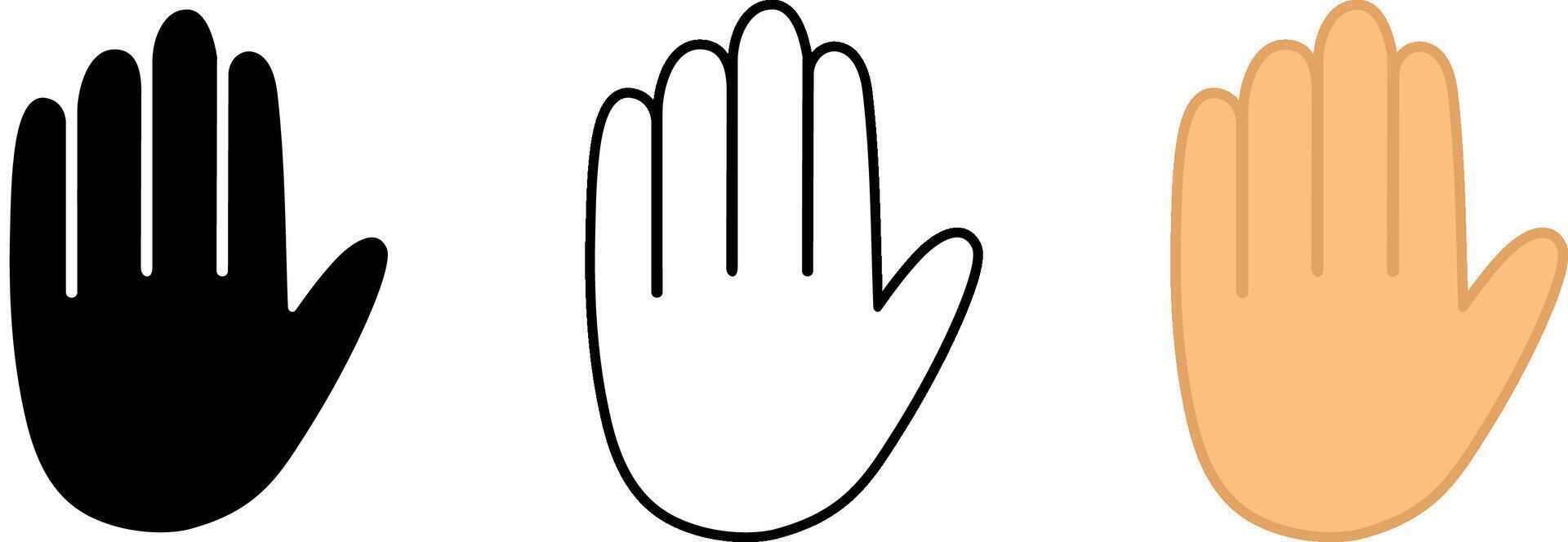 Hand line icon, stop sign set, EPS10 vector