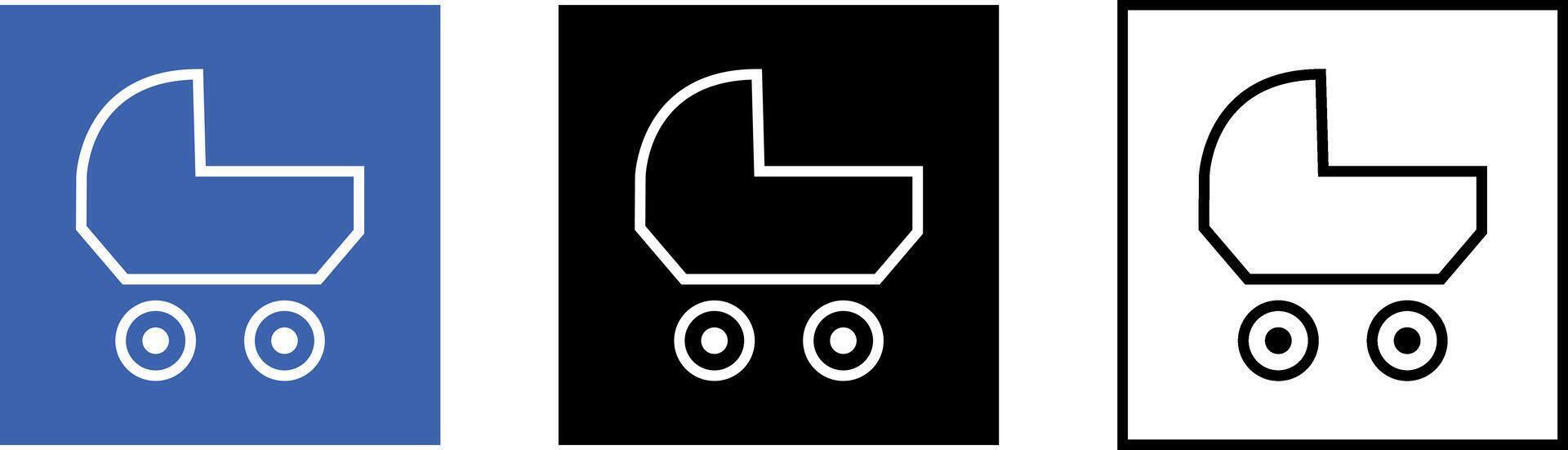 Baby carriage icon, stroller set, line sign, EPS10 vector