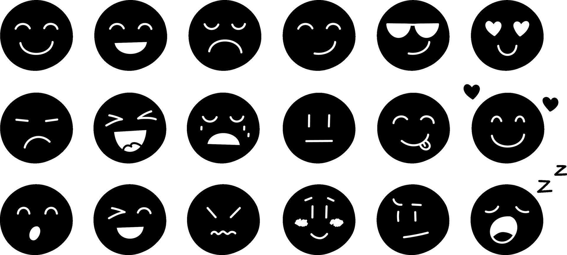 Collection smiles with emotions, hand drawn collection vector