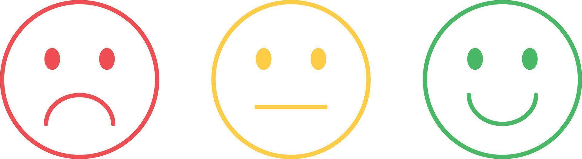 Rating satisfaction. Set of emotion line smiles - good, normal, bad. vector