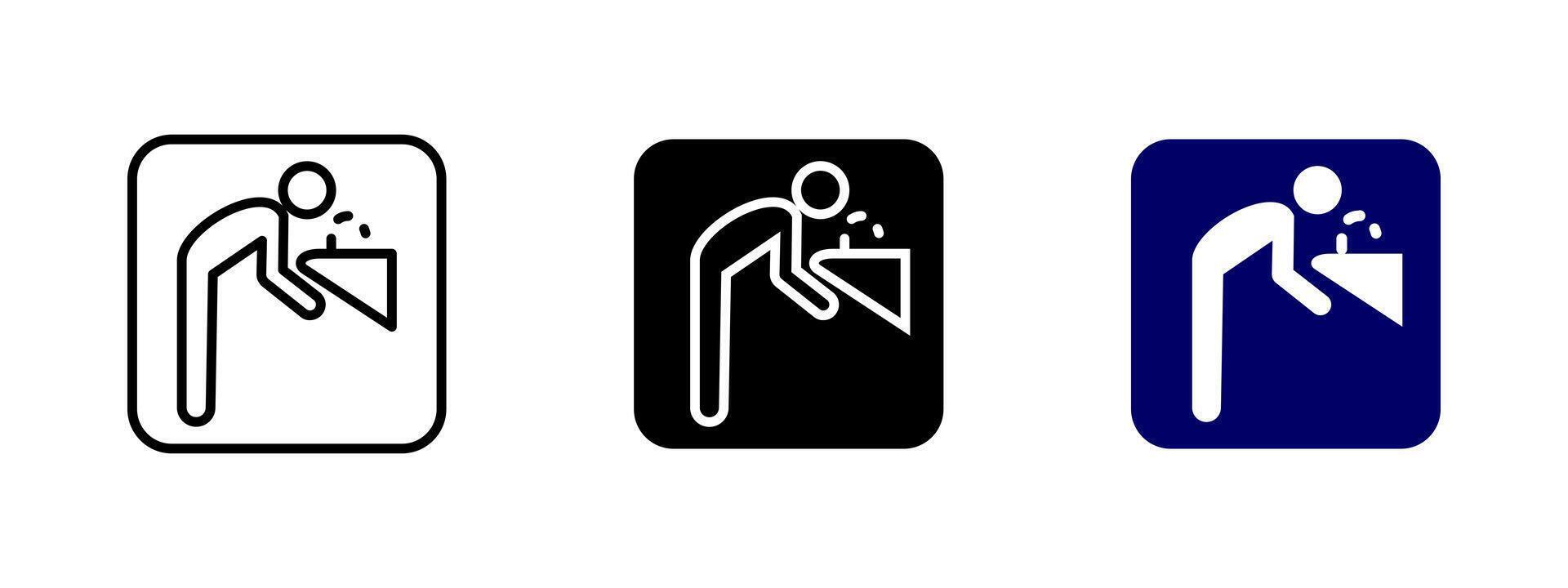 Drinking fountain icon. Public water station illustration. Hydration point symbol indicating access to clean drinking water. Refreshment facility sign for public areas, parks and restrooms. vector