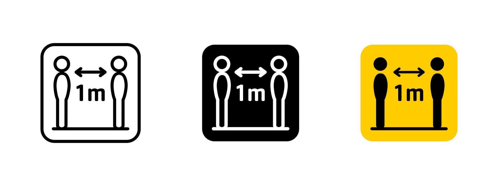 Distance icon. Social distancing illustration. Symbol indicating a required safe space between individuals. Health and safety sign for public awareness and prevention of close contact. vector