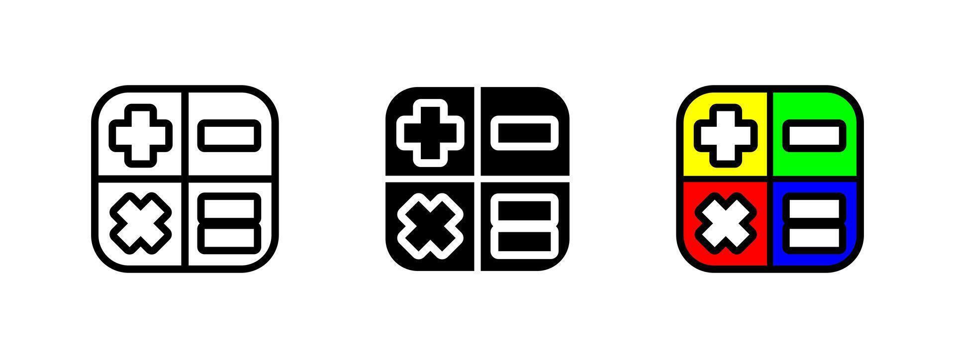 Calculator icon. Arithmetic illustration. Addition, subtraction, multiplication and division symbol. Math operations sign. vector