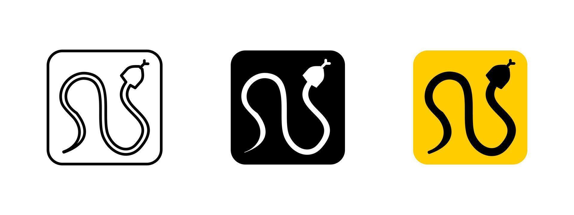 Snake warning icon. Venomous reptile illustration. Caution sign indicating potential hazard due to dangerous snakes. Wildlife safety symbol for outdoor areas and jungle environments. vector