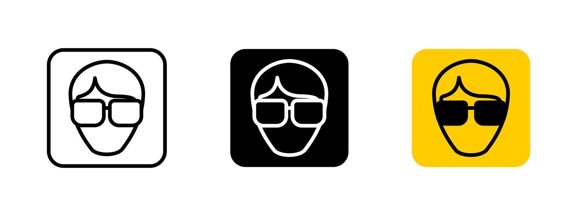 Glasses icon. Face with eyewear illustration. Sunglasses symbol representing fashion, protection and anonymity. Sign for stylish accessory, personal identity or eye safety in bright conditions. vector